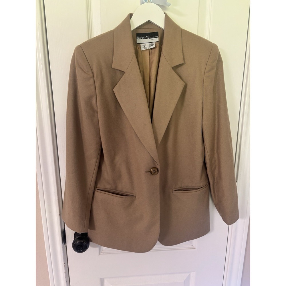 Vtg Radcliffe Sag Harbor Tan 100% Pure Wool Blazer Womens Sz‎ 4P Career Preppy